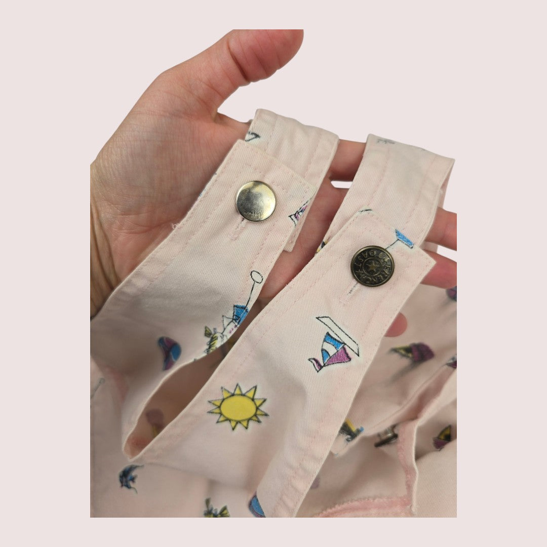 Vintage French Toast beach print overall 2-3T