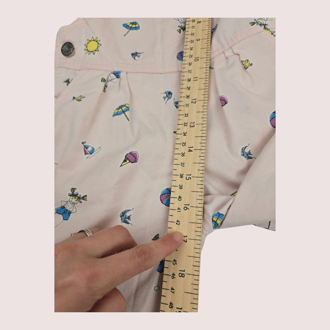 Vintage French Toast beach print overall 2-3T