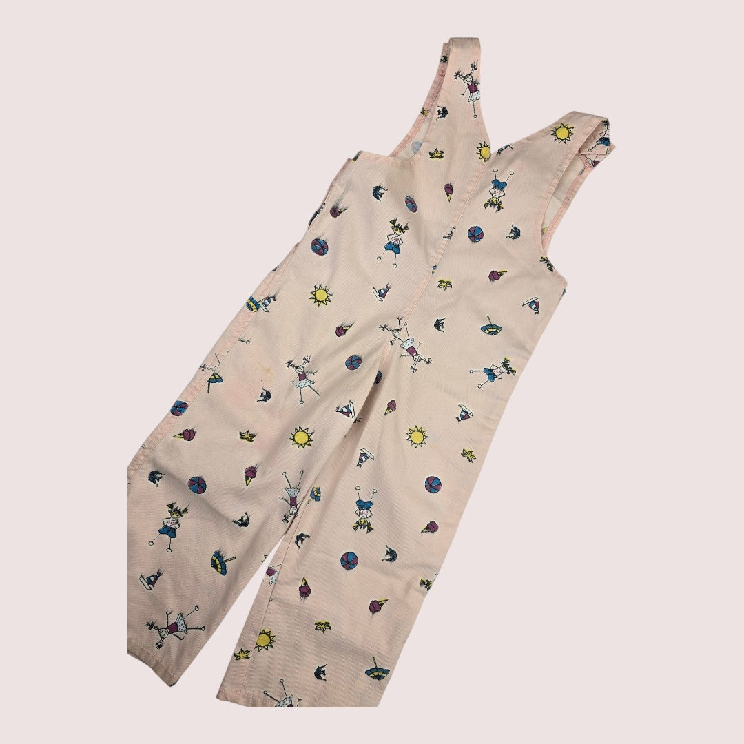 Vintage French Toast beach print overall 2-3T