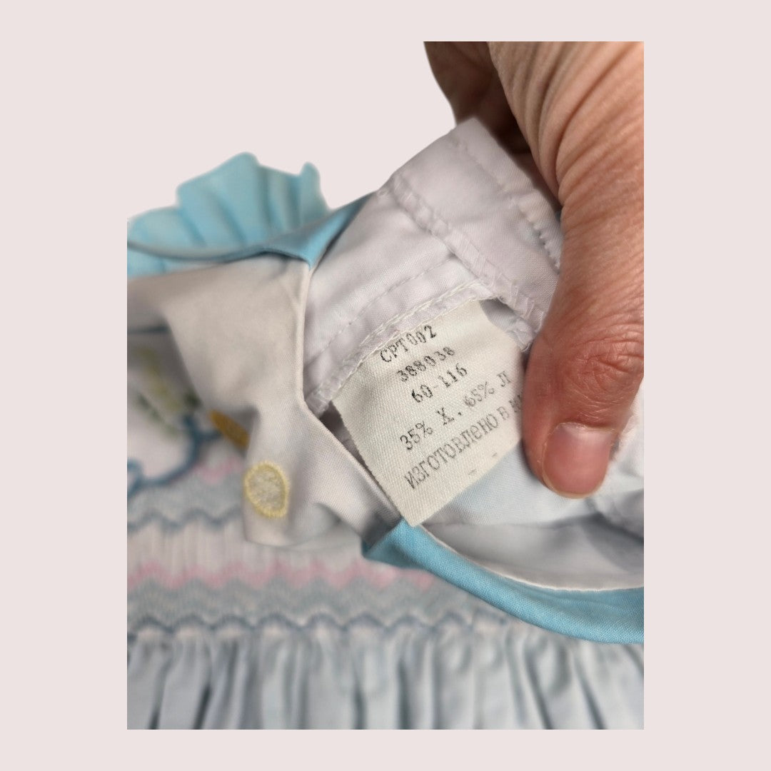 Vintage smocked fish dress with tie back 4T