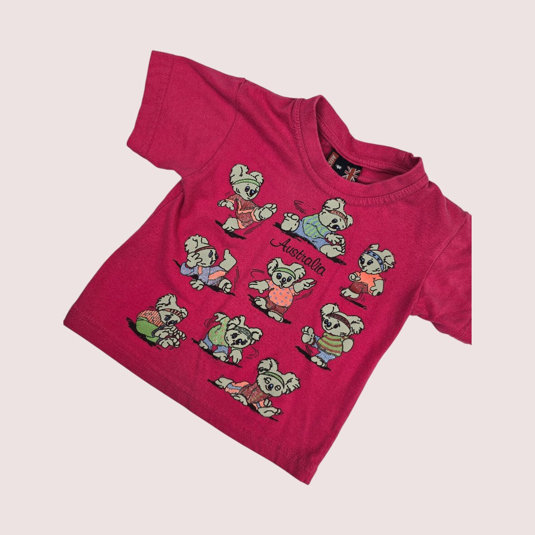 Australia tourist tee with glitter detailing on the graphic Tagged 0, approx 12m