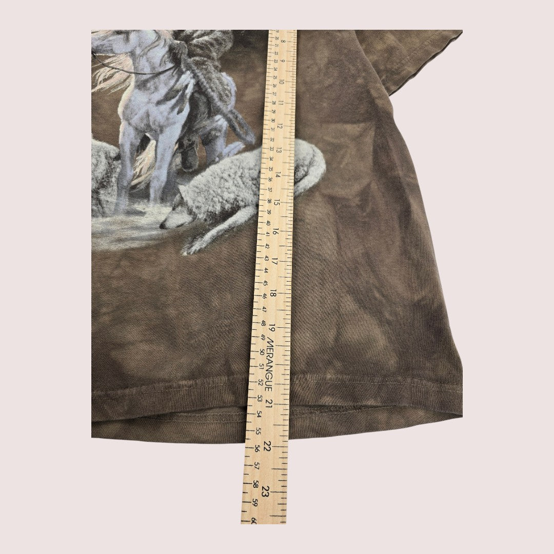 The Mountain tee Tagged Youth L, fits approx 10-14Y