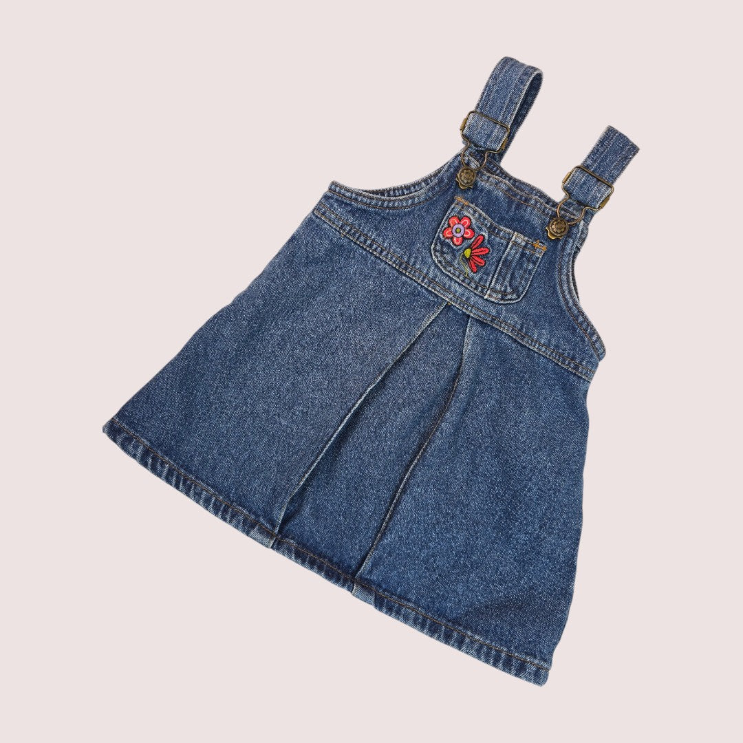 Vintage denim skirtall with floral embroidery Tagged 18M