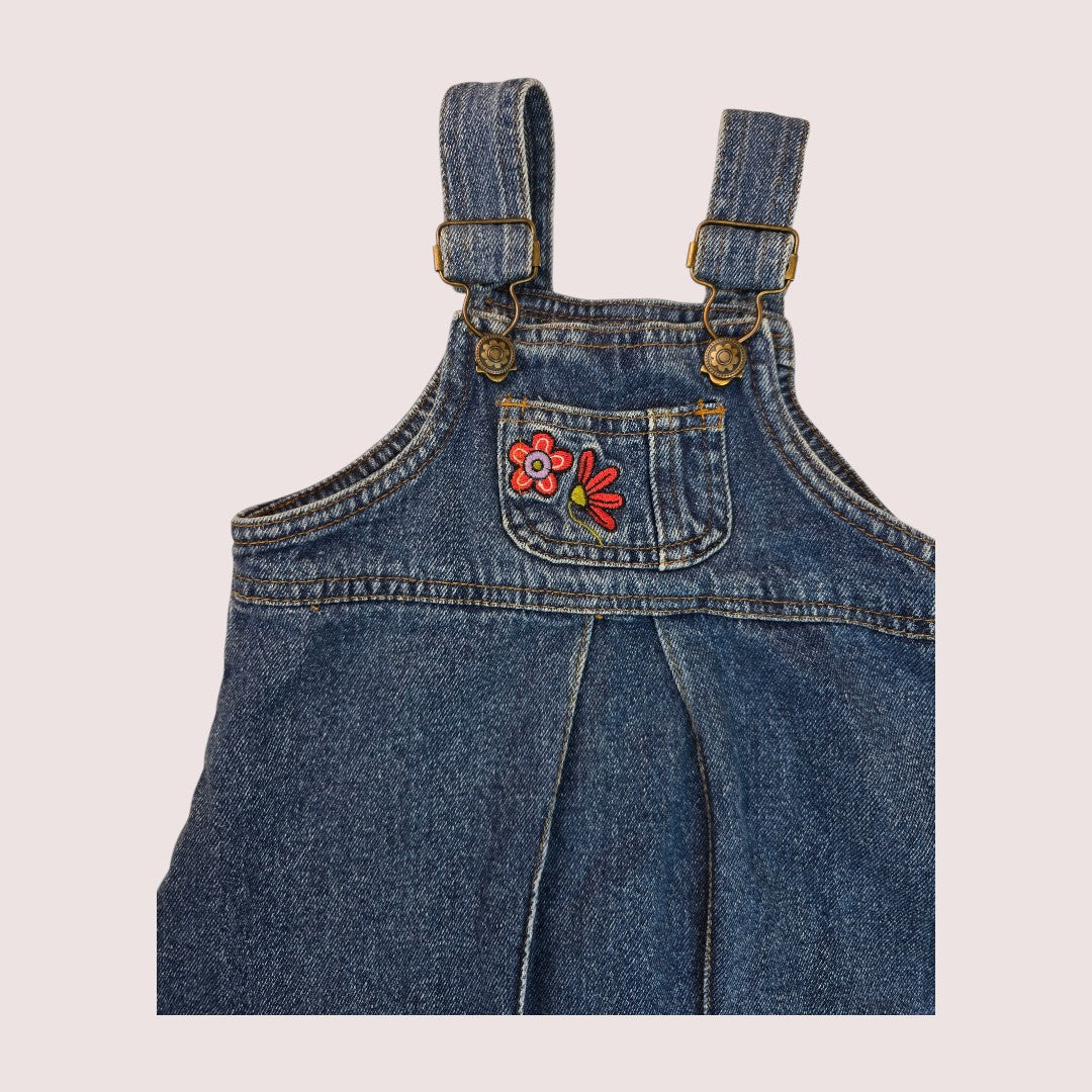 Vintage denim skirtall with floral embroidery Tagged 18M