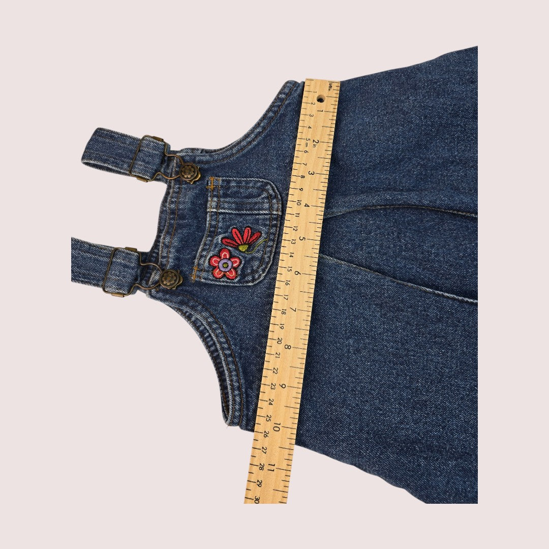 Vintage denim skirtall with floral embroidery Tagged 18M