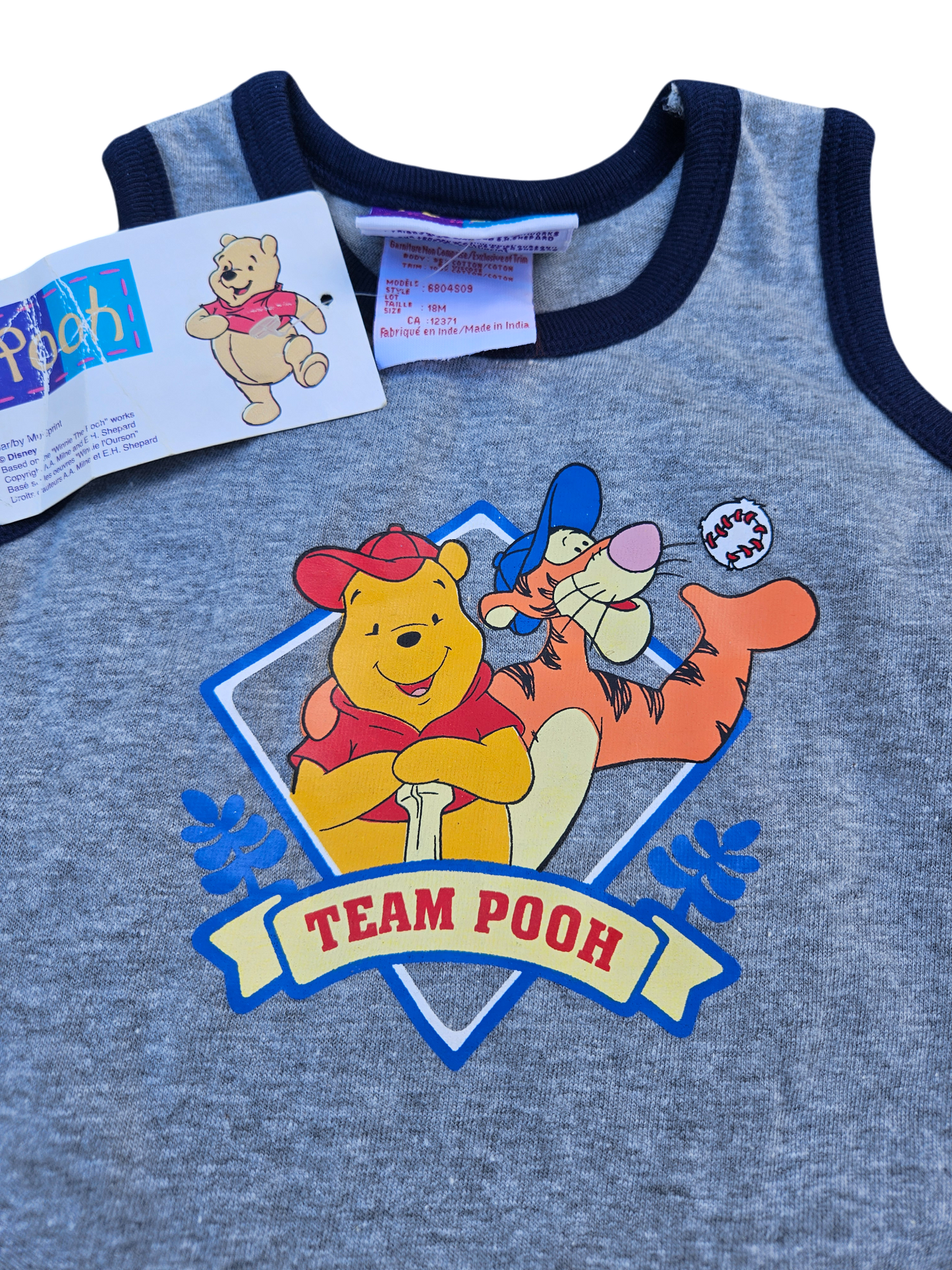 Deadstock vintage Winnie the Pooh "Team Pooh" tank