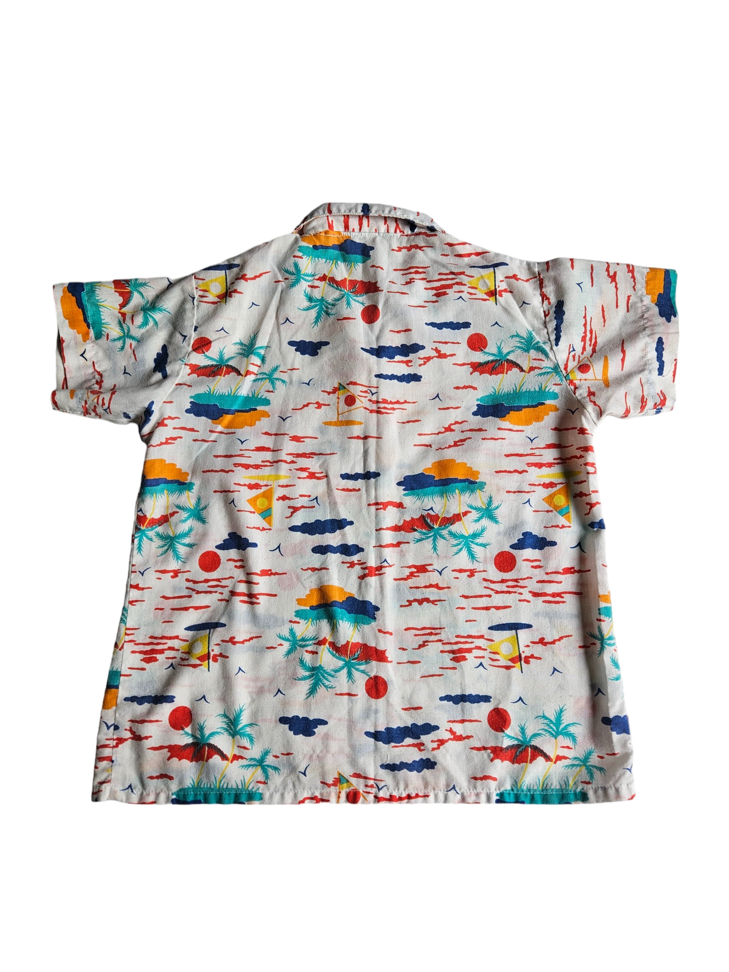 Handmade tropical print button up shirt approx 5-7Y