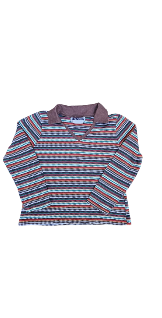 Vintage NOW woven long sleeve polo Size S, best fit 5-7Y