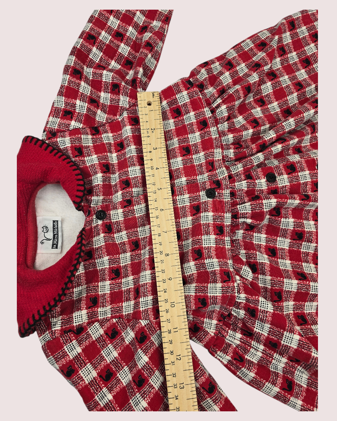 Vintage cat print flannel dress 3-4T