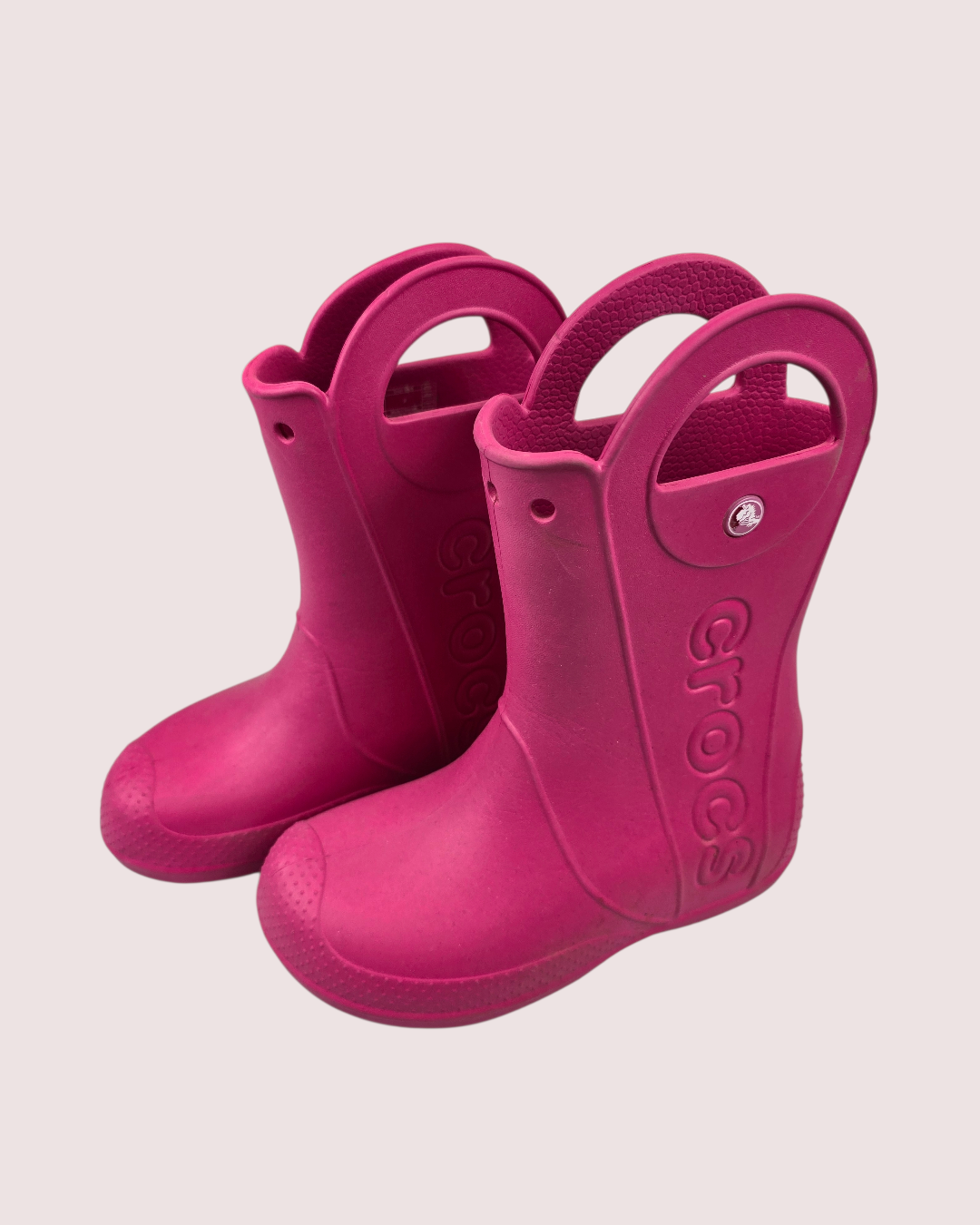 Croc Handle It hot pink rain boots  youth 2