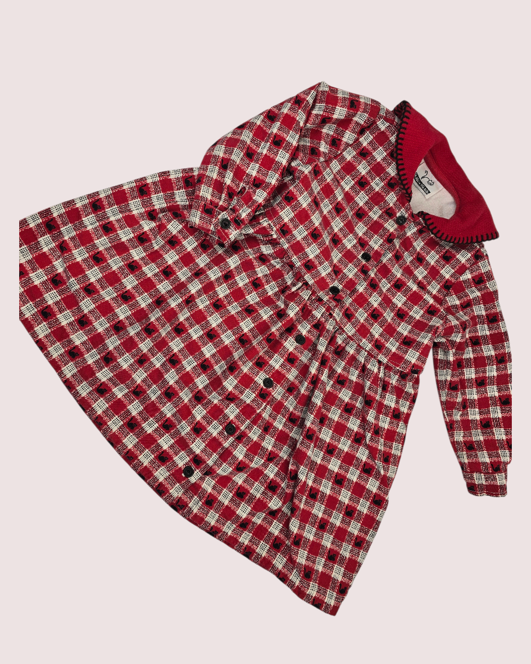 Vintage cat print flannel dress 3-4T