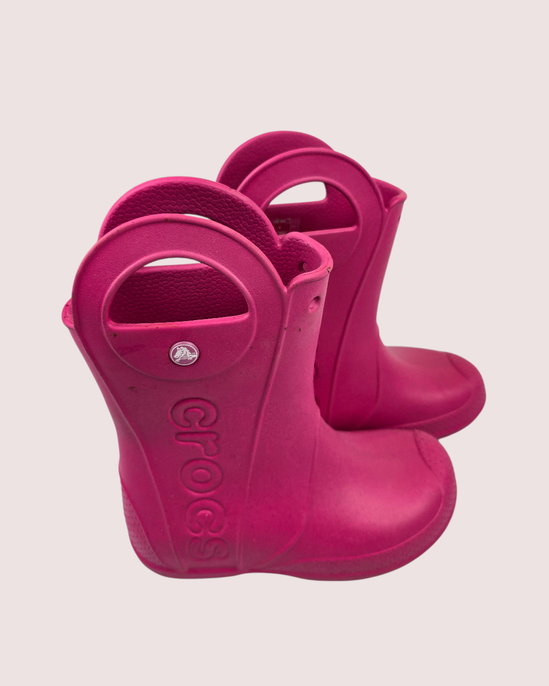 Croc Handle It hot pink rain boots  youth 2